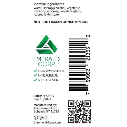 Emerald Corp Pump Antibacterial Hand Sanitizer 2oz
