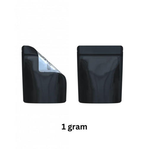 BLACK/ CLEAR MYLAR BAGS 1G