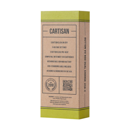 Cartisan 900mah VV Battery – Dual Charge USB-C