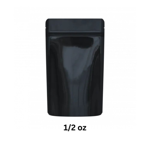 smell proof mylar bags solid black 1/2 oz