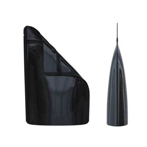 smell proof mylar bags solid black side view