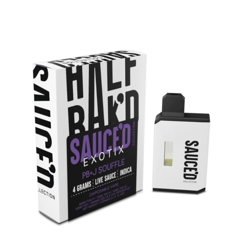 Half Baked Sauced Exotix 4G Live Sauce THC Disposable pbj soufle
