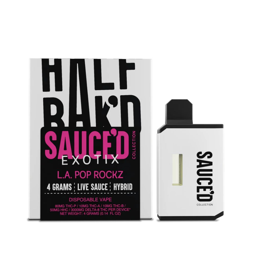 Half Baked Sauced Exotix 4G Live Sauce THC Disposable la pop rocks