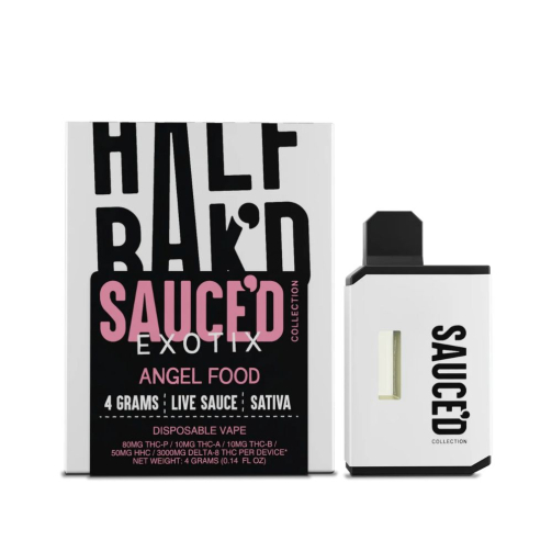 Half Baked Sauced Exotix 4G Live Sauce THC Disposable angel food