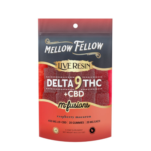Mellow Fellow Live Resin M-Fusions Delta-9 Edibles - Raspberry Macaron 400mg