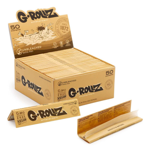 G-Rollz Unbleached Extra Thin Rolling Papers - 50 KS Slim