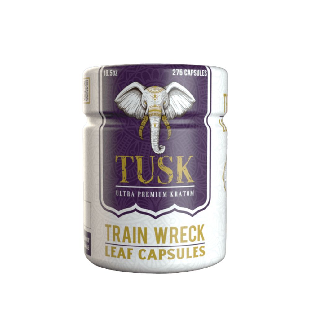 Tusk Trainwreck Kratom Capsules – Full-Spectrum Blend (30ct · 120ct · 275ct)