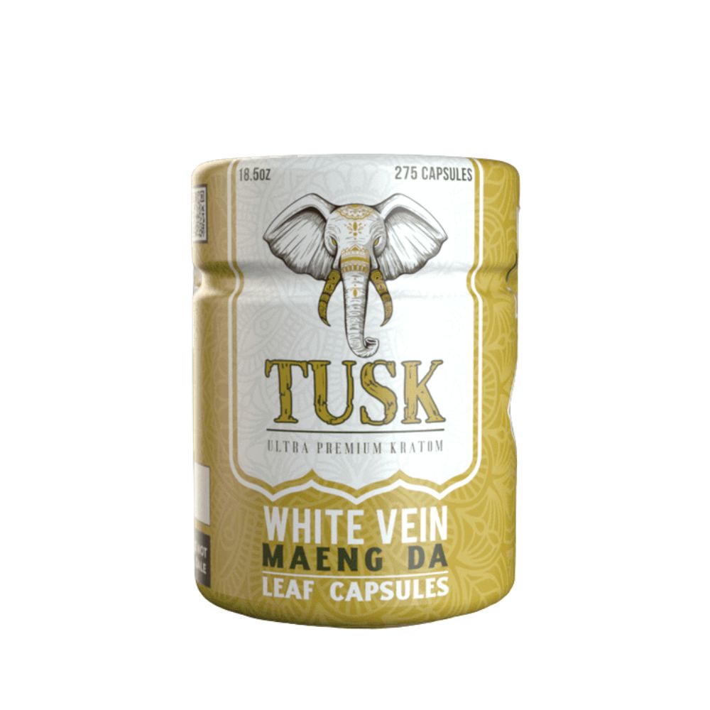 Tusk White Maeng Da Kratom Capsules – Most Energizing (30ct · 120ct · 275ct)
