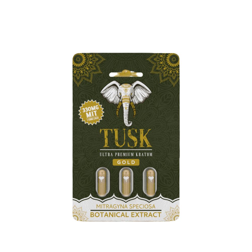 Tusk Gold Kratom Capsules 330mg MIT – Ultra Strong 3ct