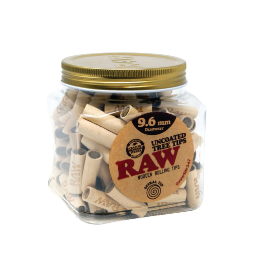 RAW Uncoated Tree Tips – Natural Wood Filters (8.5mm 200ct, 9.6mm 130ct, 11mm 100ct, 15mm 65ct)