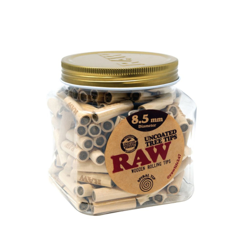 RAW Uncoated Tree Tips – Natural Wood Filters (8.5mm 200ct, 9.6mm 130ct, 11mm 100ct, 15mm 65ct)