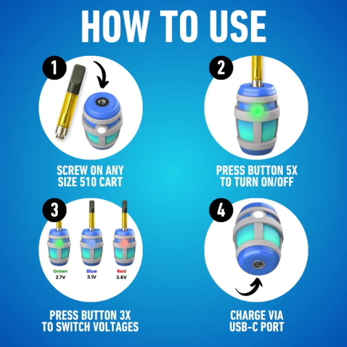 Chugjamin Cart Battery by Smyle Labs – Mini 510 Pen with Fast USB-C & Preheat