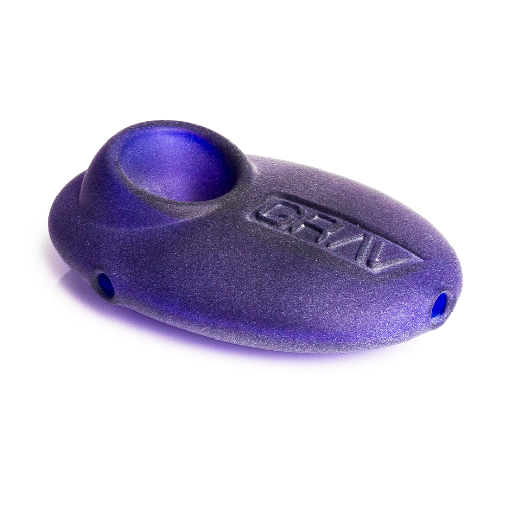 Grav Sandblasted Pebble Spoon Pipe – Matte Borosilicate Glass with Carb Hole