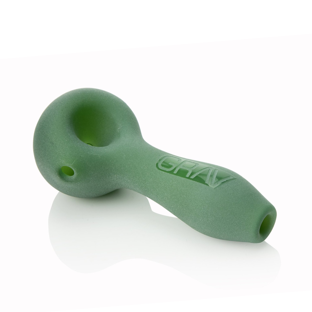 Grav Sandblasted Spoon Pipe – Matte Borosilicate Glass Hand Pipe 4"