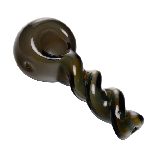 Human Grade Twist Spoon Pipe Model A – Twisted Borosilicate Glass Hand Pipe 4"