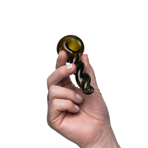 Human Grade Twist Spoon Pipe Model A – Twisted Borosilicate Glass Hand Pipe 4"