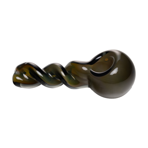 Human Grade Twist Spoon Pipe Model A – Twisted Borosilicate Glass Hand Pipe 4"