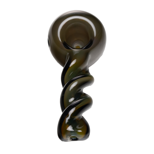 Human Grade Twist Spoon Pipe Model A – Twisted Borosilicate Glass Hand Pipe 4"