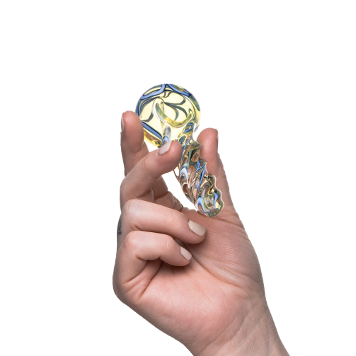 Human Grade Twist Spoon Pipe Model B – Twisted Borosilicate Glass Hand Pipe 4"