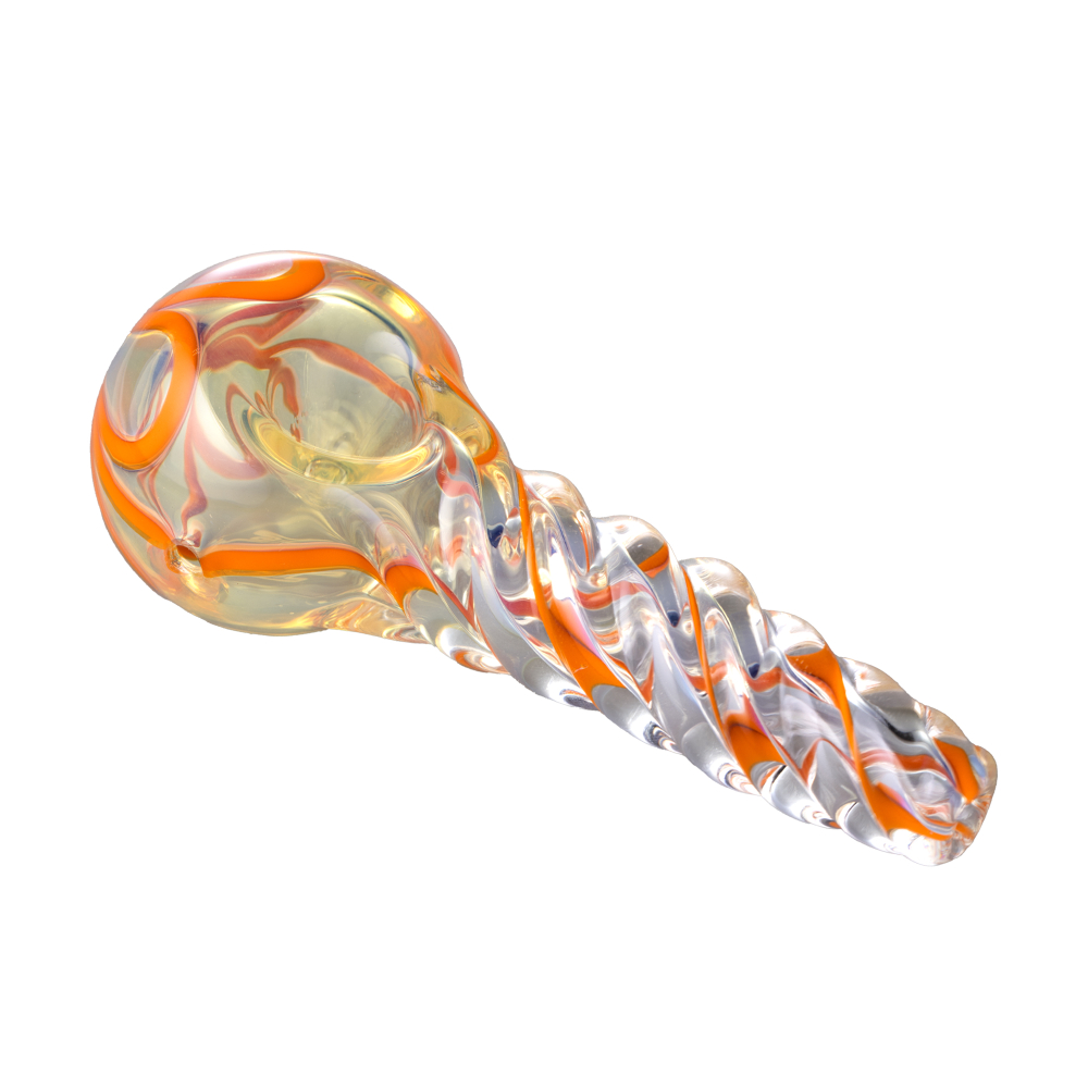Human Grade Twist Spoon Pipe Model B – Twisted Borosilicate Glass Hand Pipe 4"