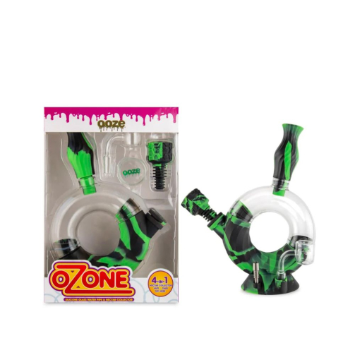 Ooze Ozone Silicone Water Pipe & Dab Straw - 4-in-1 Portable Dab Rig