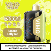 Sleek VIHO TRX 50K disposable vape device with a modern ergonomic design, featuring a vibrant 3D curved digital display screen showing battery and e-liquid levels, adjustable airflow controls, transparent tank, and USB-C charging port – delivering up to 50,000 puffs in a compact, rechargeable format.