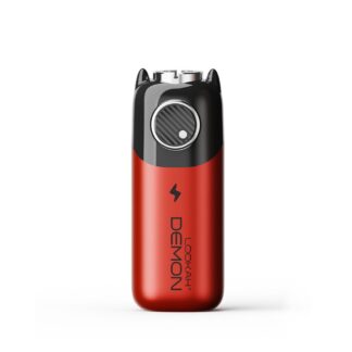 Lookah Demon novelty 510 thread vape battery in red, standing upright showing cool monster horns and sleek design